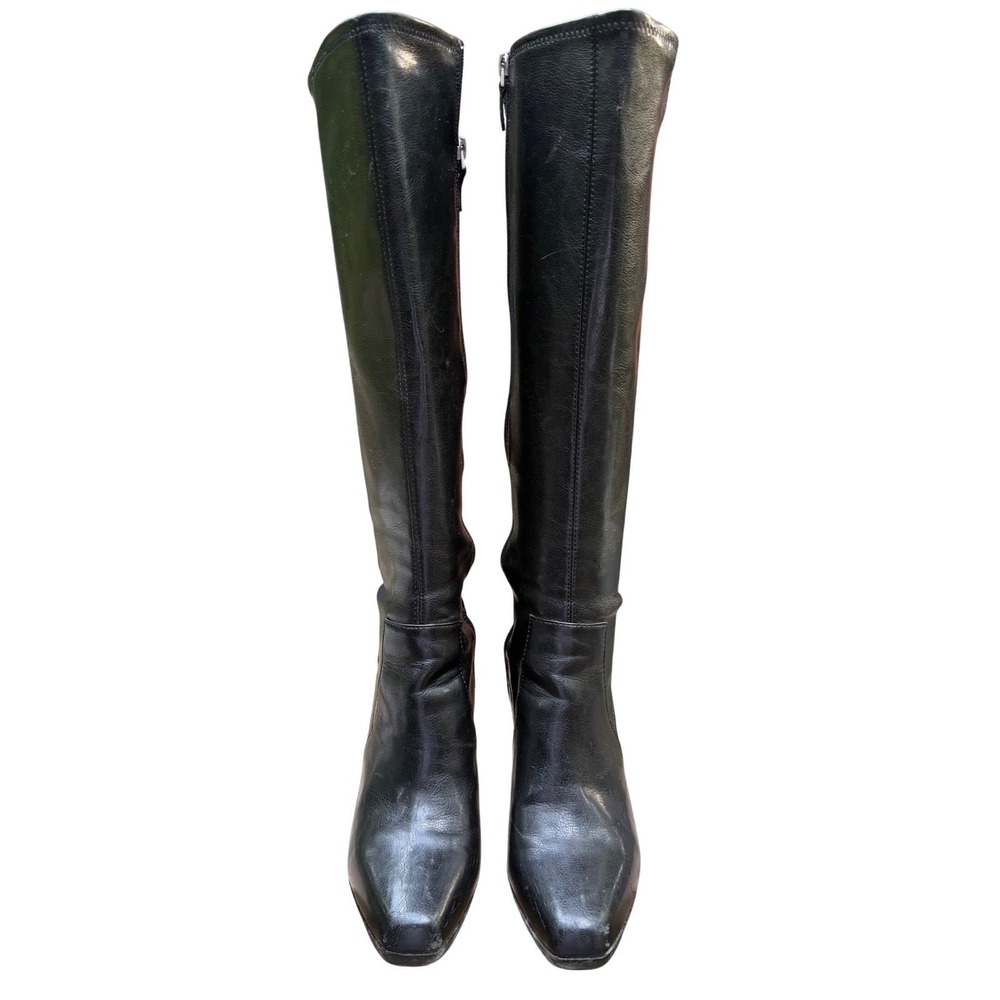 Franco Sarto Yoni Black Leather Knee High Boots Block Heel Size 7.5 - Picture 4 of 13